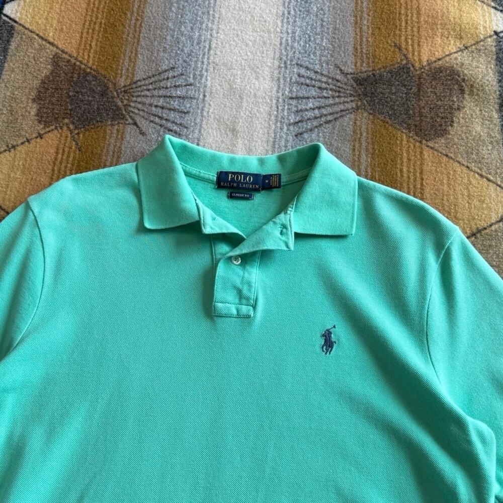 Men’s Polo Ralph Lauren Classic Fit Polo Shirt Size Medium Embroidered Aqua